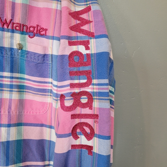 Vintage Wrangler Plaid Breast Cancer Shirt - Picture 7 of 9